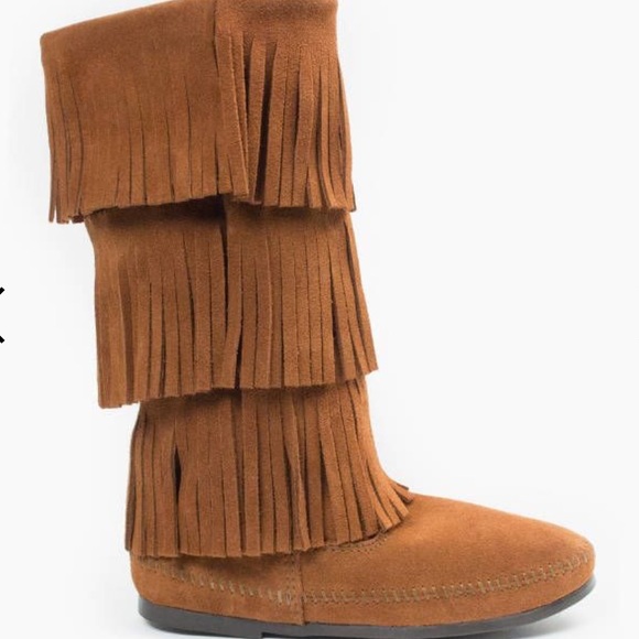 Minnetonka Suede Moccasin Calf-high Boots W8 - Picture 1 of 4